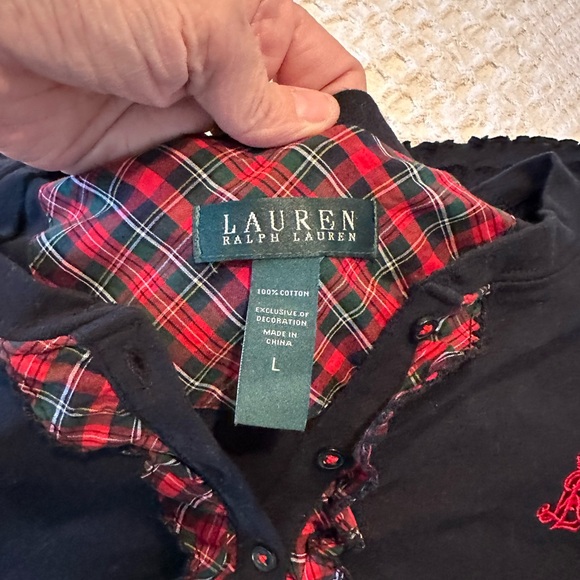 Ralph Lauren Black Long Sleeve gown with Tartan Trim - Picture 4 of 4